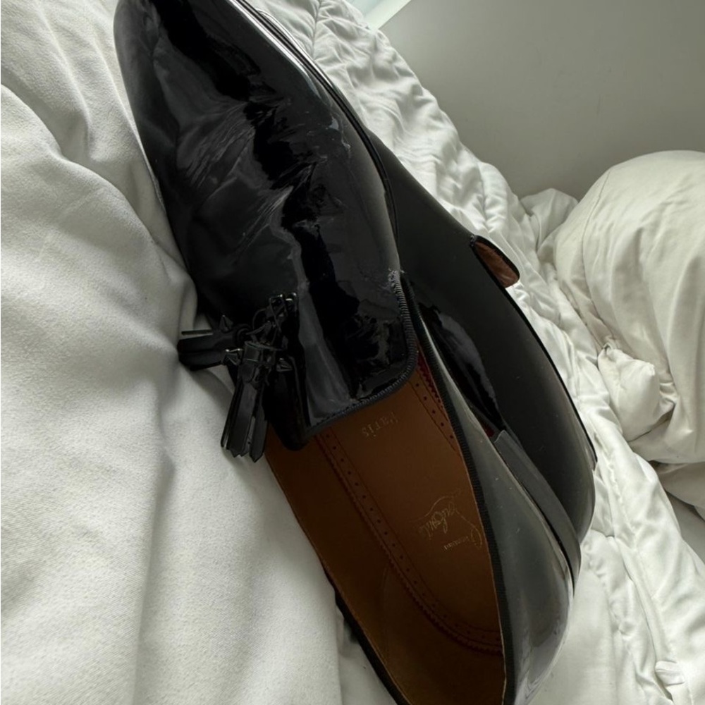 Christian Louboutin Black Patent Leather Tassel Loafers